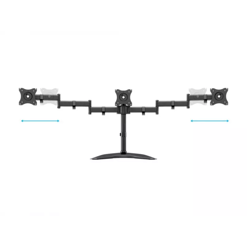 Monitora galda statīvs MULTIBRACKETS M Deskstand Basic Triple — 3 virzienu, VESA 75x75–100x100, balsta līdz 24 kg, 15 collu–27 collu ekrāniem, melns