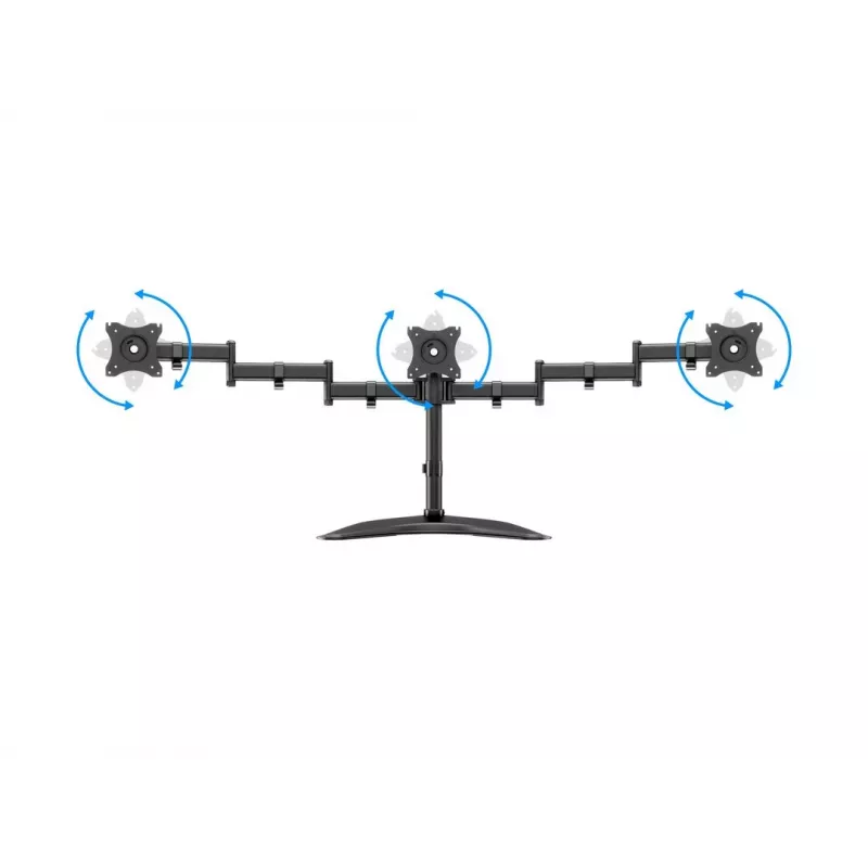 Monitora galda statīvs MULTIBRACKETS M Deskstand Basic Triple — 3 virzienu, VESA 75x75–100x100, balsta līdz 24 kg, 15 collu–27 collu ekrāniem, melns