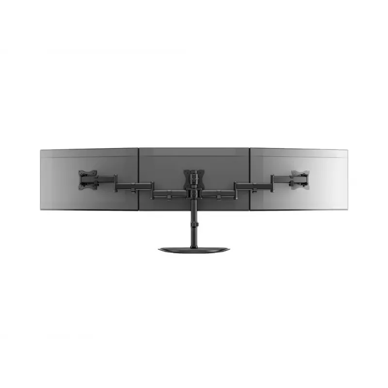 Monitora galda statīvs MULTIBRACKETS M Deskstand Basic Triple — 3 virzienu, VESA 75x75–100x100, balsta līdz 24 kg, 15 collu–27 collu ekrāniem, melns
