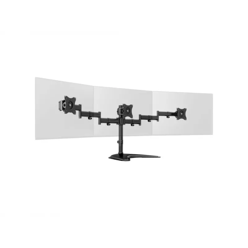 Monitora galda statīvs MULTIBRACKETS M Deskstand Basic Triple — 3 virzienu, VESA 75x75–100x100, balsta līdz 24 kg, 15 collu–27 collu ekrāniem, melns