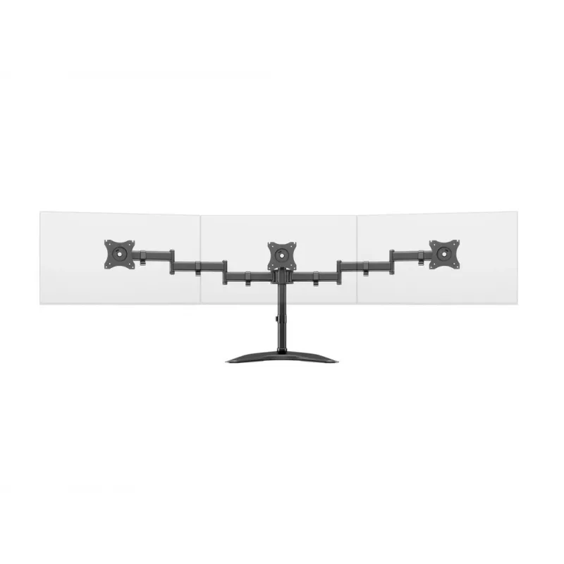 Monitora galda statīvs MULTIBRACKETS M Deskstand Basic Triple — 3 virzienu, VESA 75x75–100x100, balsta līdz 24 kg, 15 collu–27 collu ekrāniem, melns