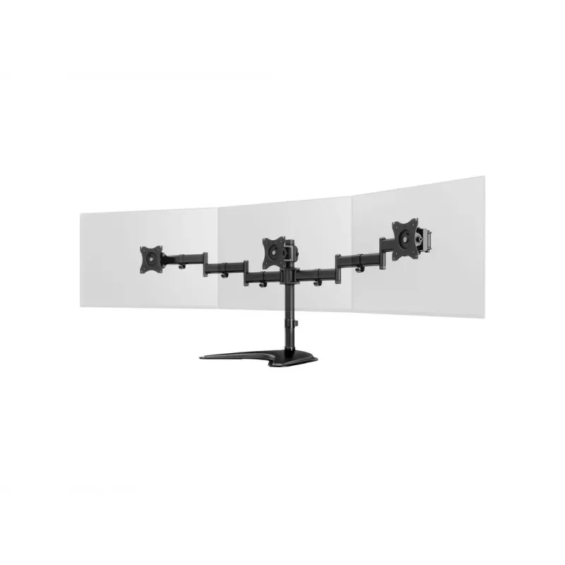 Monitora galda statīvs MULTIBRACKETS M Deskstand Basic Triple — 3 virzienu, VESA 75x75–100x100, balsta līdz 24 kg, 15 collu–27 collu ekrāniem, melns