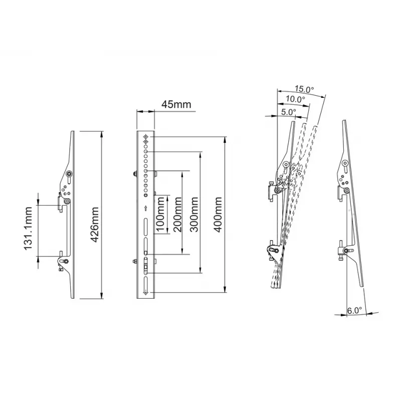 Plakanā paneļa stiprinājuma svira MULTIBRACKETS M Pro Series Tilt Arms 400mm, melna, alumīnijs/tērauds, 2 gab.