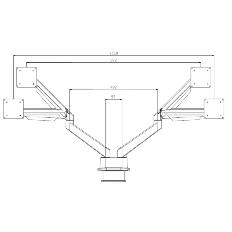 Multibrackets M VESA gāzes pacelšanas svira diviem monitoriem blakus, melna, skava, 20 kg, 15-32 collas