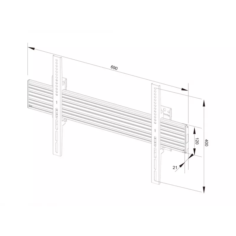 Multibrackets M Wallmount Pro MBW1U Fixed Melns 50 kg 40-65 collas