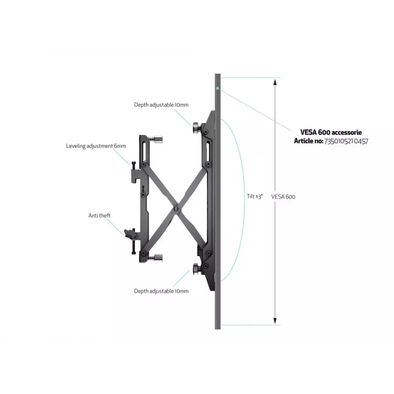 Wall Mount Multibrackets M Wallmount Pro MBW1U Melns 30 kg 40-65 inch