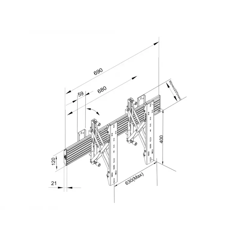 Wall Mount Multibrackets M Wallmount Pro MBW1U Melns 30 kg 40-65 inch
