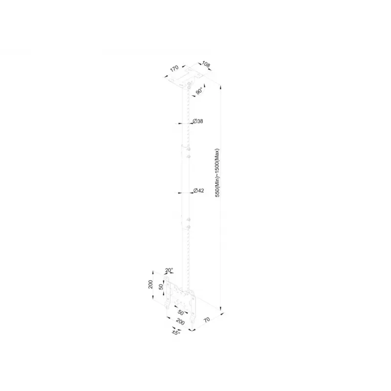 Griestu stiprinājums Multibrackets M Public Small Single balta 1500 14 kg 10-32 collas