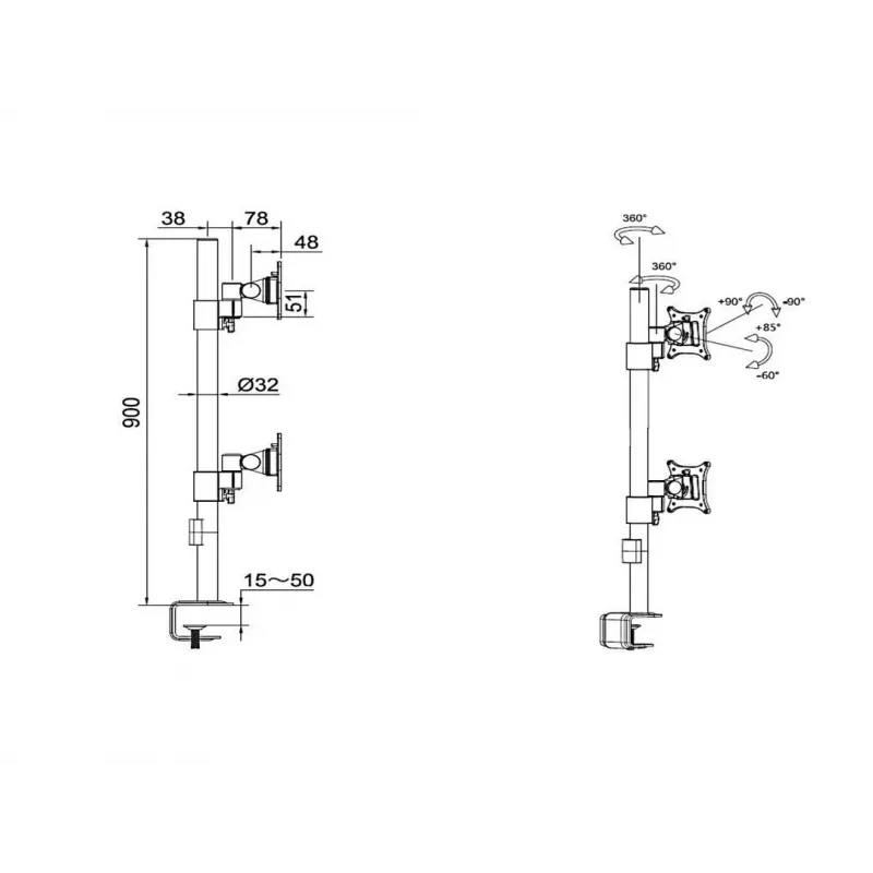Multibrackets M VESA Deskmount Officeline Dual Vertical balta