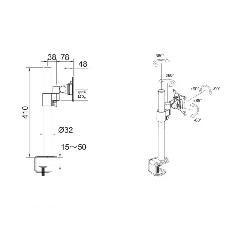 Galda stiprinājums Multibrackets M VESA Officeline Single melns