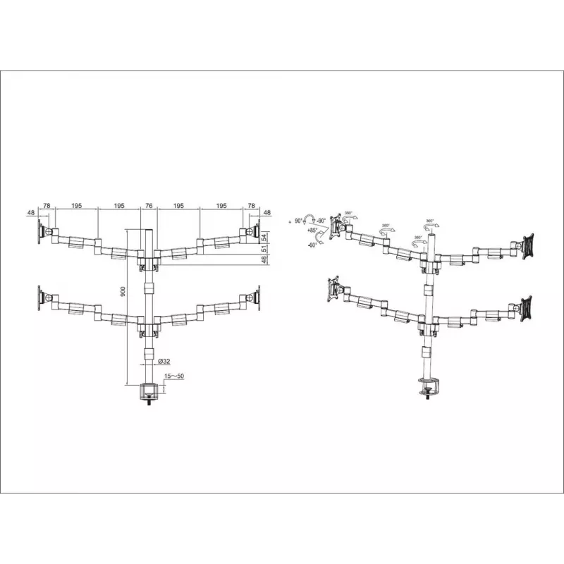 Galda statīvs Multibrackets M VESA Officeline Quad melns