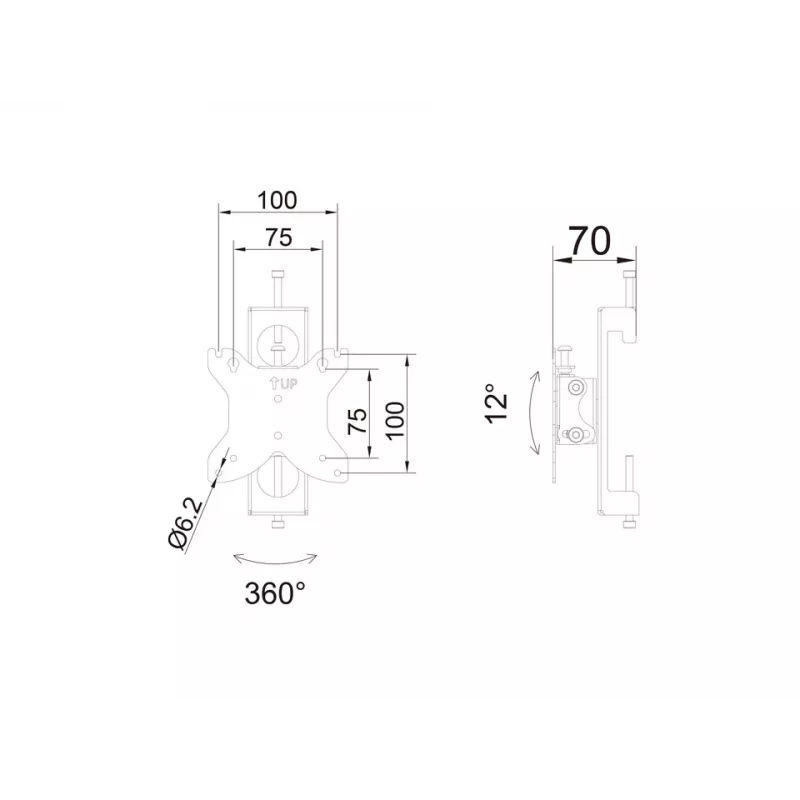 Multibrackets M Pro Series - Monitora stiprinājums Flex Pro 75/100, Kronšteins, Melns, Tērauds, 20 kg, Griesti/Grīda, Pro Series