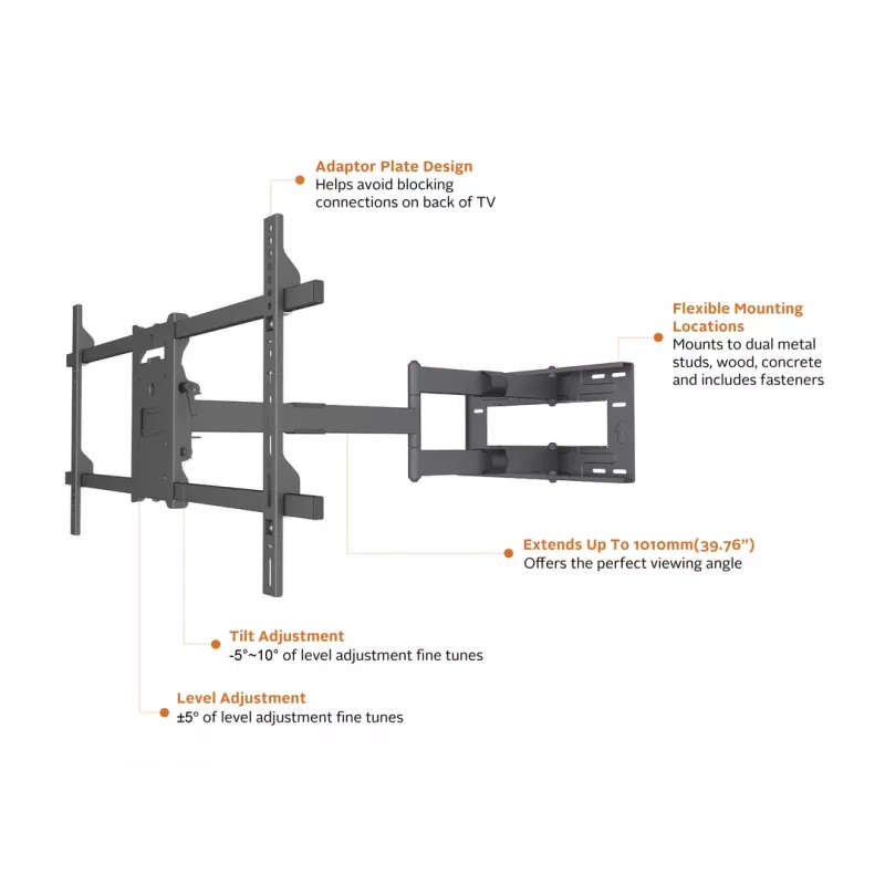 Multibrackets M Universal Long Reach Arm 1010mm HD Single 40kg 42-75 collu