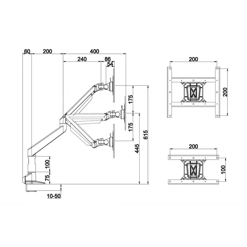 Multibrackets M VESA Gas Lift XL Single Melns