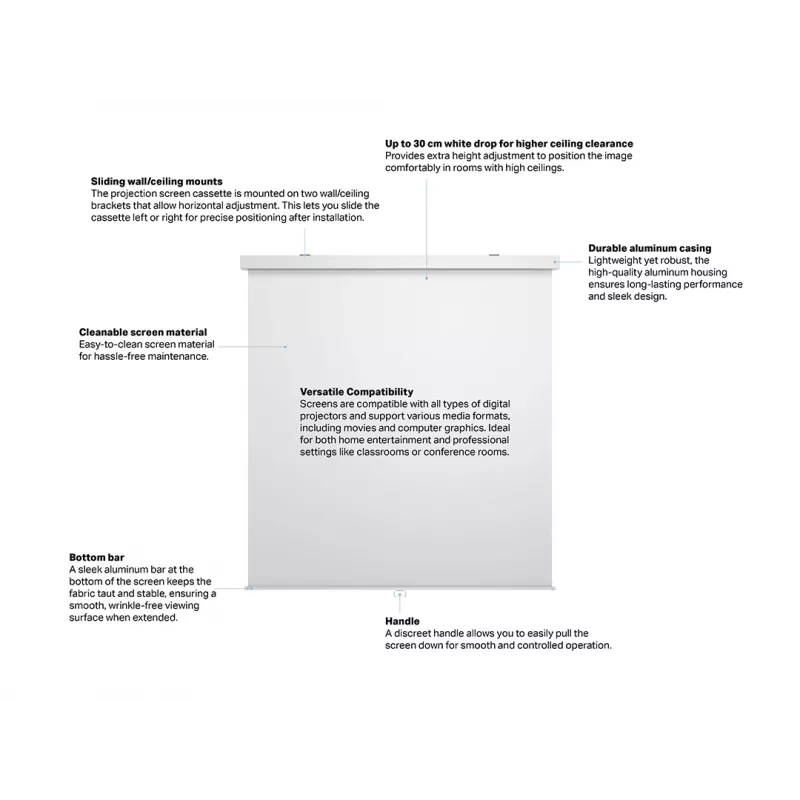 Multibrackets M 1:1 manuālais projekcijas ekrāns 240x240, 135 collu balta Edition