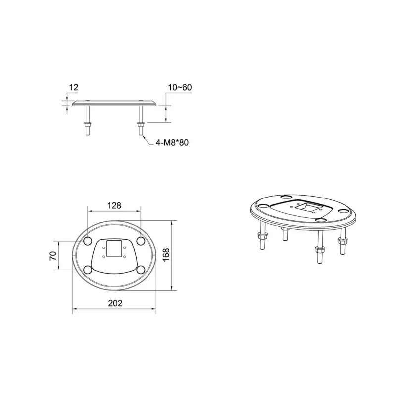 Kabeļu caurlaides pamatne MULTIBRACKETS M Deskmount HD — alumīnija korpuss, melna, Ø 21 cm, A 40 mm, 500 g