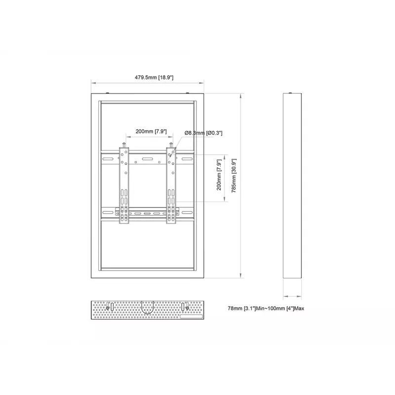 Multibrackets M Pro Series Enclosure 32 inch Wall Small Melns Steel Landscape/Portrait