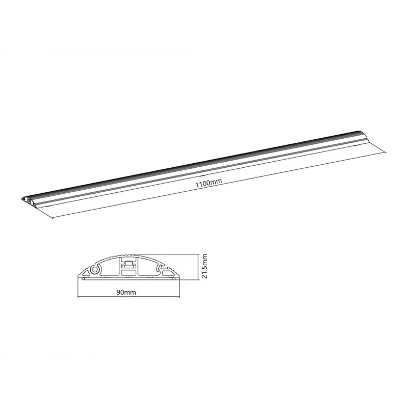 Multibrackets M kabeļu pārsegs grīdai, alumīnijs - 139 mm platums - 1100 mm garums