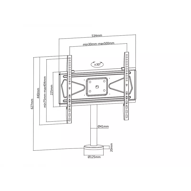 Multibrackets M VESA pieskrūvējamais TV stiprinājums Turn 400 MAX 30 kg 23-55 collas