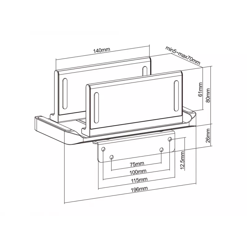 Desk Stand CPU Holder Multibrackets M Thin Client Holder 3kg 7cm wide