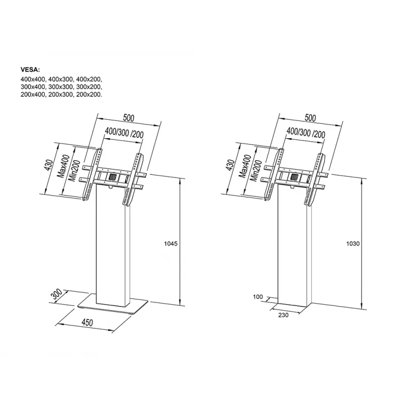 Multibrackets M Pro Series Kiosk melns 15-32 collu 20 kg 75x75-400x400