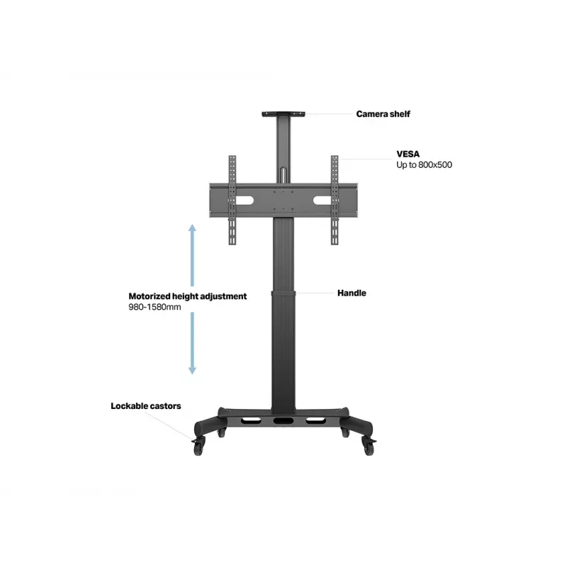 Multibrackets M Motorizēts Publiskais Grīdas Statīvs Viens Pīlārs 170 HD, 60 kg ietilpība, 32-75 collas