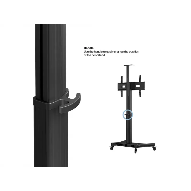 Multibrackets M Motorizēts Publiskais Grīdas Statīvs Viens Pīlārs 170 HD, 60 kg ietilpība, 32-75 collas