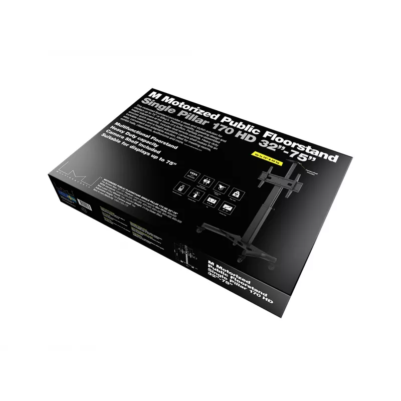 Multibrackets M Motorizēts Publiskais Grīdas Statīvs Viens Pīlārs 170 HD, 60 kg ietilpība, 32-75 collas