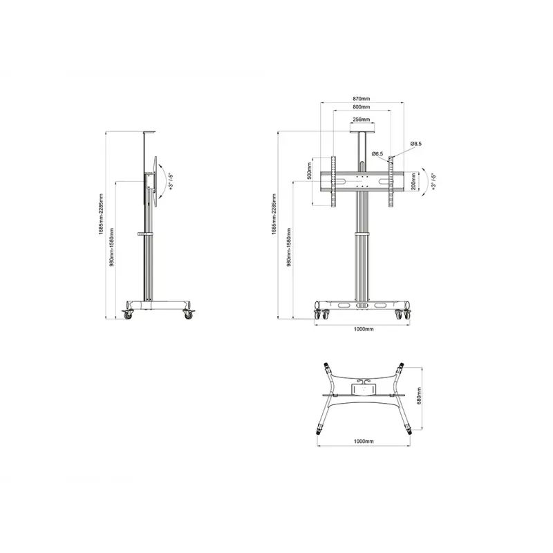 Multibrackets M Motorizēts Publiskais Grīdas Statīvs Viens Pīlārs 170 HD, 60 kg ietilpība, 32-75 collas