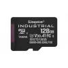 MicroSDXC zibatmiņas karte Kingston 128GB Industrial C10 A1 pSLC UHS-I, 100 MB/s lasīšana, 80 MB/s rakstīšana, V30/U3, melna + SD adapteris