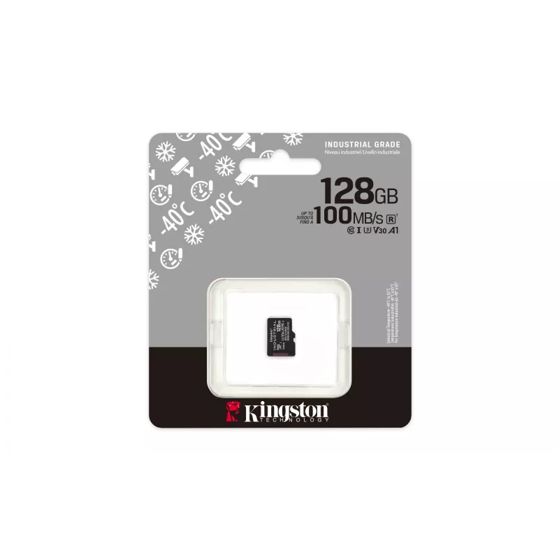 Kingston Technology 128GB microSDXC Industrial C10 A1 pSLC karte, viens iepakojums bez adaptera