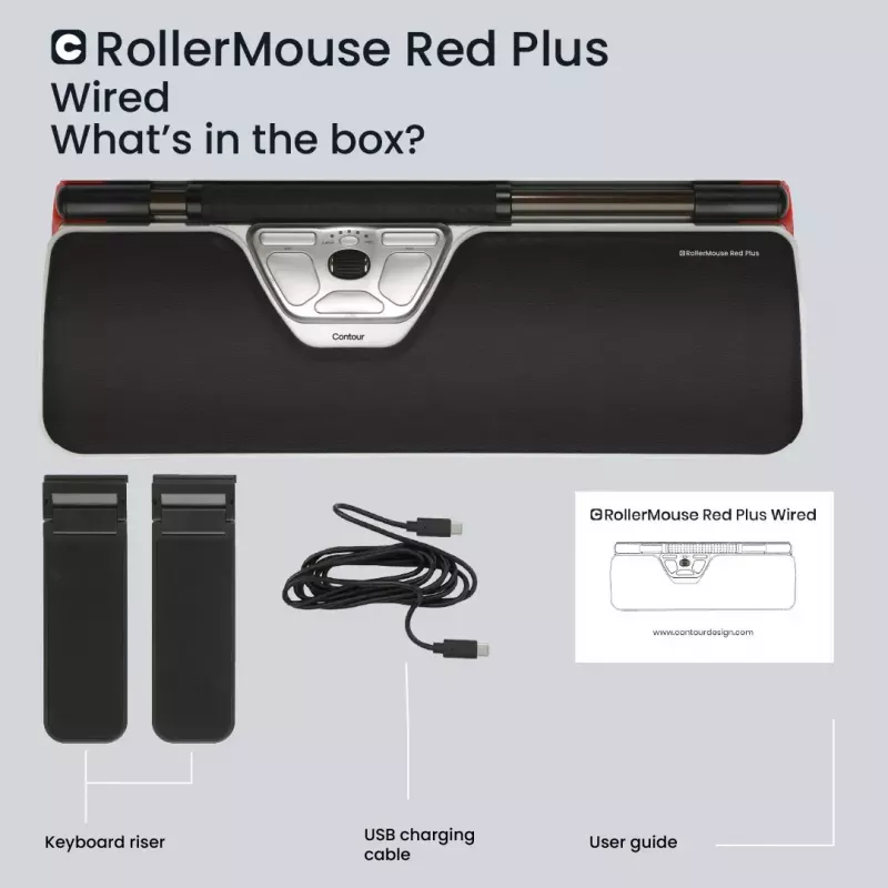 Contour Design Rollerpele Red Plus vadu ergonomiskā pele USB-C 2800 DPI