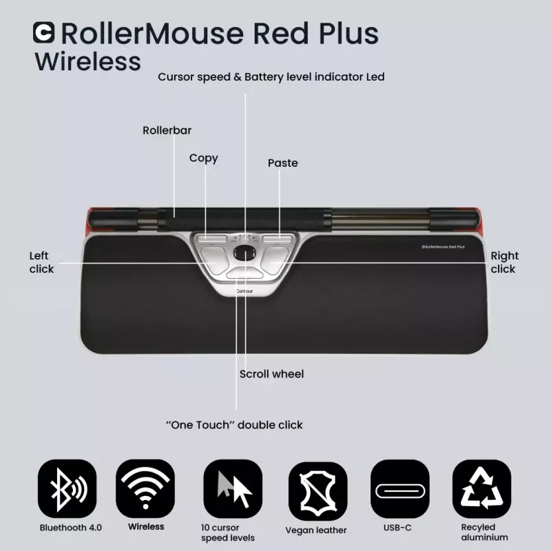pele Contour Design Rollerpele Red Plus Bluetooth USB Type-C