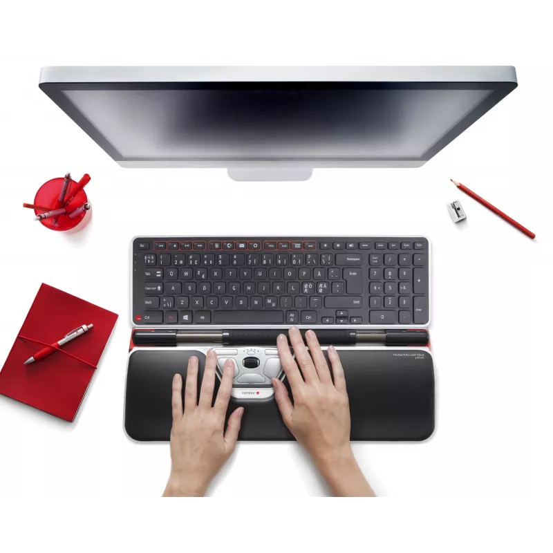 Contour Design Rollerpele Red Plus + Balance vadu, pilnizmēra (100%), vadu, USB, QWERTY, melns, pele iekļauta