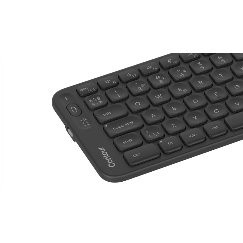 Bezvadu tastatūra Contour Balance Mid-Size — Contour; Pan Nordic izkārtojums, RF Wireless + Bluetooth, 106 taustiņi, šķērveida slēdzis, melna