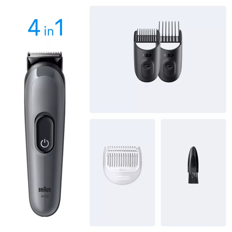 Braun AIO3500 matu trimmeris/klippers melns, pelēks 14 niķeļa-metāla hidrīda (NiMH)