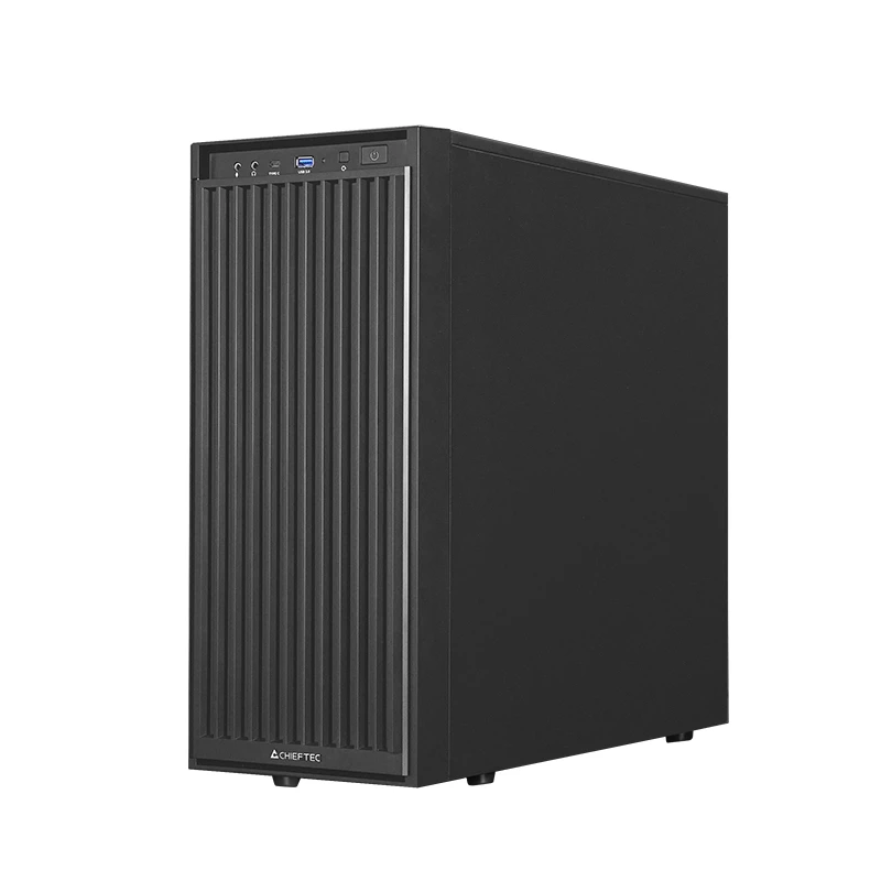 Datora korpuss CHIEFTEC BW-01B-OP Midi Tower ATX/ITX, balsta 6×3,5 collu + 4×2,5 collu, 2×5,25 collu, aizmugurē 1×120 mm, SGCC, melns, 200×510×465 mm