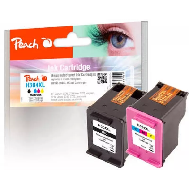 Peach PI300-808 tintes kasetne 2 gab. Augsta (XL) ietilpība Melna, Ciāna, Fuksīna, Dzeltena