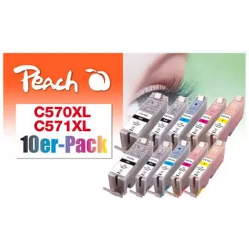 Peach 0F319980 tintes kasetne 10 gab. Melna, ciāna, fuksīna, foto melna, dzeltena