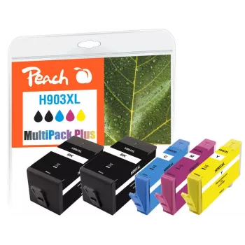Peach PI300-865 tintes kasetne 5 gab. Saderīga Augstas (XL) ietilpības Melna, Ciāna, Fuksīna, Dzeltena