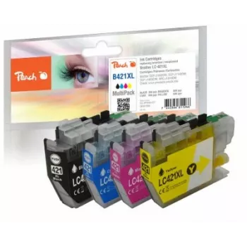 Peach PI500-377 tintes kasetne 4 gab. Oriģināla Augstas (XL) ietilpības Melna, Ciāna, Fuksīna, Dzeltena