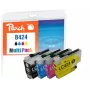 Peach PI500-389 tintes kasetne 4 gab. Oriģināls Standarta ietilpība Melna, Ciāna, Fuksīna, Dzeltena