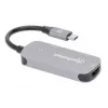 Manhattan USB-C dokstacija/sadalītājs, porti (x3): HDMI, USB-A un USB-C, ar strāvas padevi (PD) 100 W — nepieciešams ārējs USB-C lādētājs (nav iekļauts). USB barošana (nav nepieciešams ārējs barošanas avots), kad PD netiek izmantota, alumīnijs