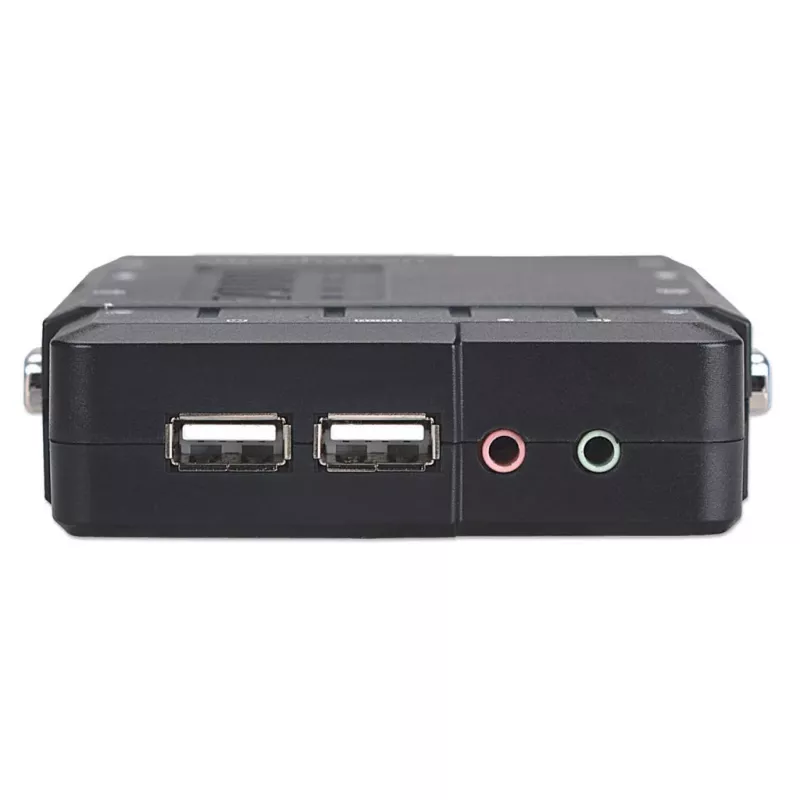 Manhattan KVM Switch Compact 4-Port, 4x USB-A, Cables included, Audio Support, Control 4x computers from one pc/pele/screen, Melns, Lifetime Warranty, Boxed
