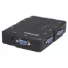 Manhattan KVM Switch Compact 4-Port, 4x USB-A, Cables included, Audio Support, Control 4x computers from one pc/pele/screen, Melns, Lifetime Warranty, Boxed