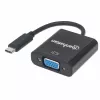 Manhattan USB-C uz VGA pārveidotāja kabelis, 1080p@60Hz, melns, 8cm, vīrišķais uz sievišķo, mūža garantija, līdzvērtīgs CDP2HD
