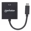 Manhattan USB-C uz VGA pārveidotāja kabelis, 1080p@60Hz, melns, 8cm, vīrišķais uz sievišķo, mūža garantija, līdzvērtīgs CDP2HD