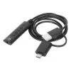 Manhattan USB-C & USB-A uz 3,5 mm stereo audio aux adaptera kabelis, 2-in-1, vīrišķais uz sievišķo, kabelis 1 m, atbalsta austiņu mikrofona un audio funkcijas, CTIA standarts, skaļuma un skaņas izslēgšanas vadība, melns