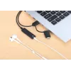 Manhattan USB-C & USB-A uz 3,5 mm stereo audio aux adaptera kabelis, 2-in-1, vīrišķais uz sievišķo, kabelis 1 m, atbalsta austiņu mikrofona un audio funkcijas, CTIA standarts, skaļuma un skaņas izslēgšanas vadība, melns