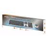 Manhattan One Single USB-A Nano Receiver for Both, Full-Size Wireless tastatūra, Ambidextrous Optical pele ar Three Buttons and Scroll Wheel, 1200 dpi, Silver/Melns